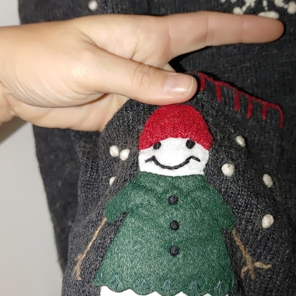 Karen Scott Not so Ugly Holiday Christmas‎ Sweater Cardigan Snowman Wool Gray S - Picture 4 of 8